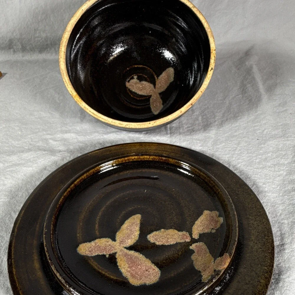 Vintage Frannie Leach Springfield Pottery Cheese / Butter Dish Excellent Conditi
